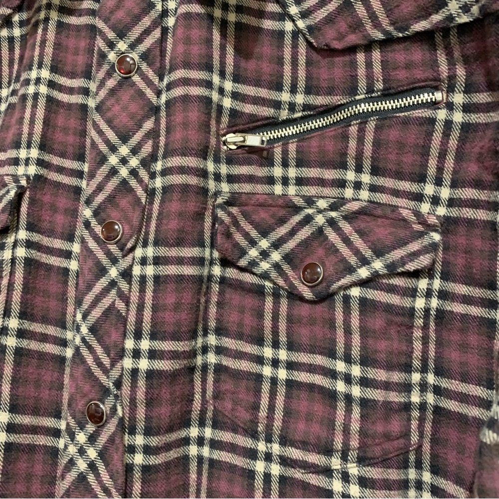 Vintage Red Brand Western Pearl Snap Buttons LS Flannel Shirt Size Large - Picture 6 of 6